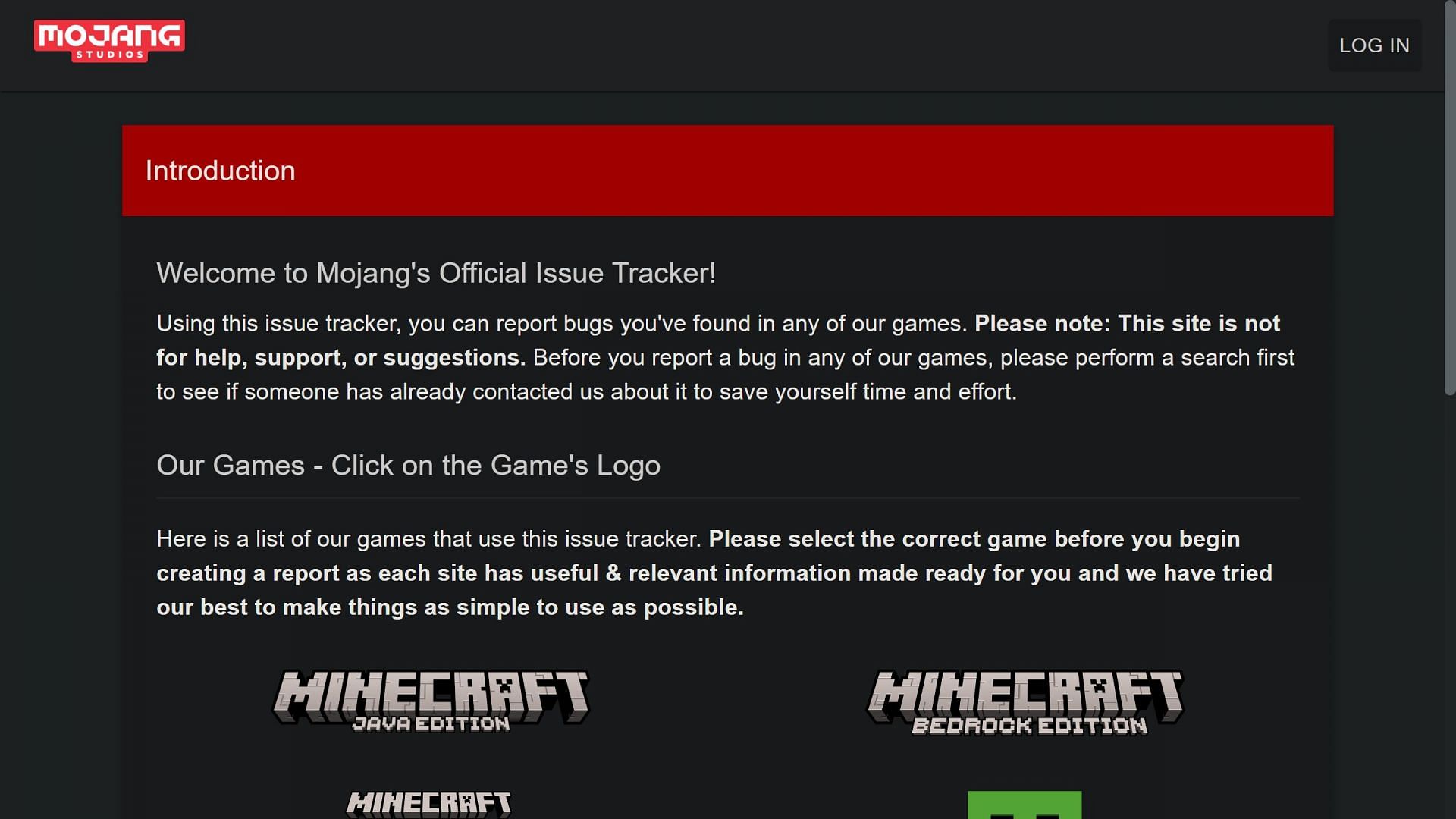 Mojang has a bug-tracker website where anyone can post about issues related to any Minecraft game (Image via Sportskeeda Gaming || Mojang Studios)
